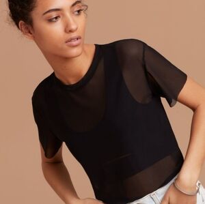 Wilfred Free Jamilla Sheer Mesh Black T-shirt Sz XS